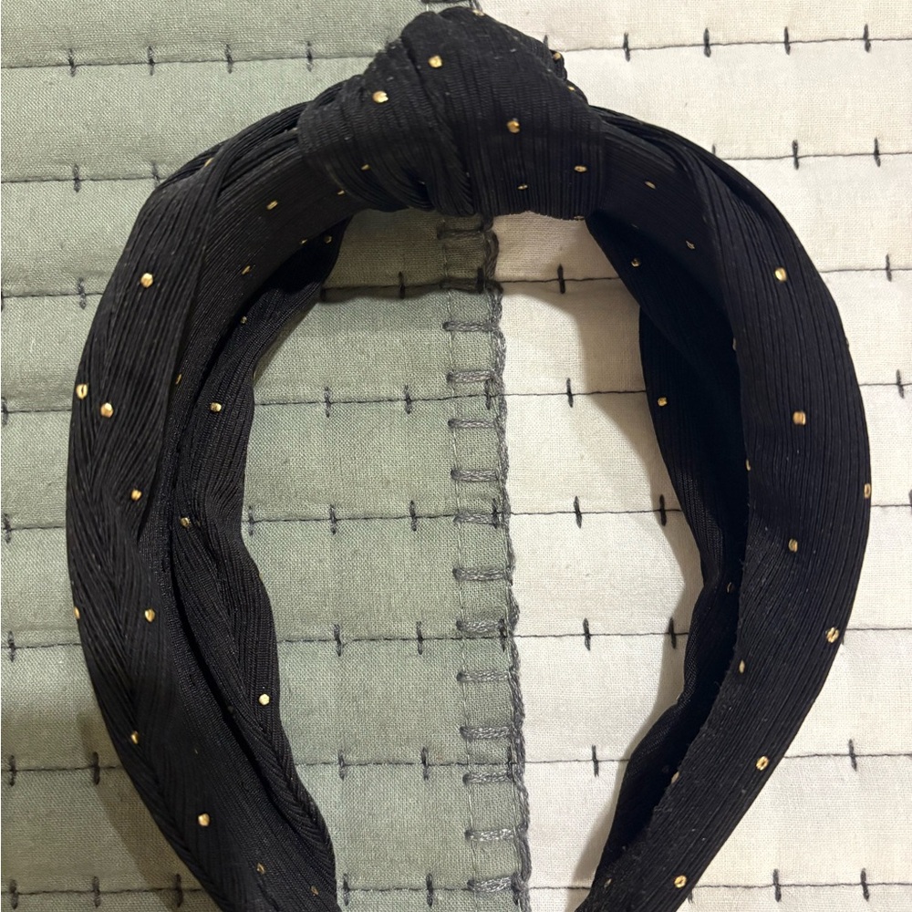 Anthropologie Black and Gold Knotted Hair Accessory